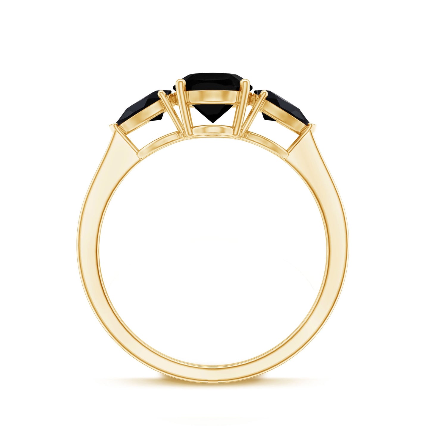 Natural Black Onyx Three Stone Engagement Ring
