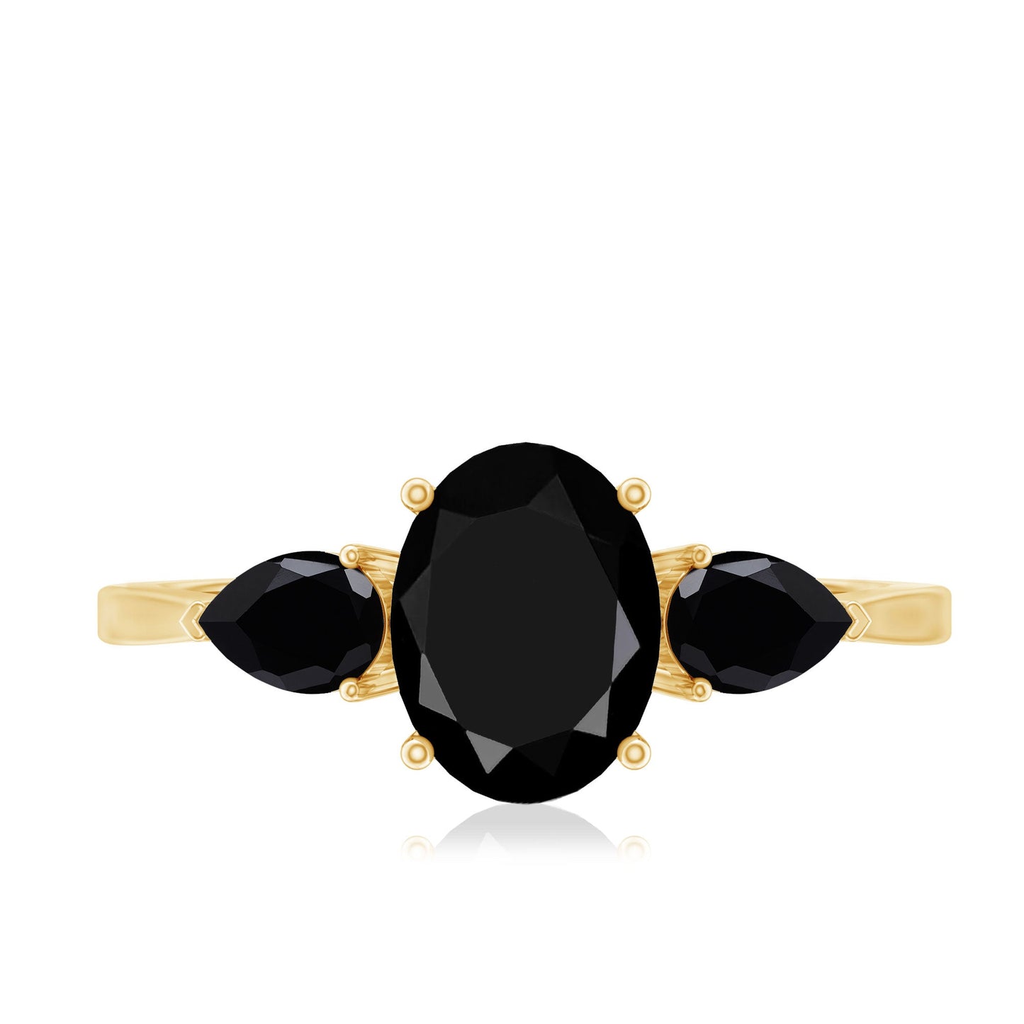 Natural Black Onyx Three Stone Engagement Ring