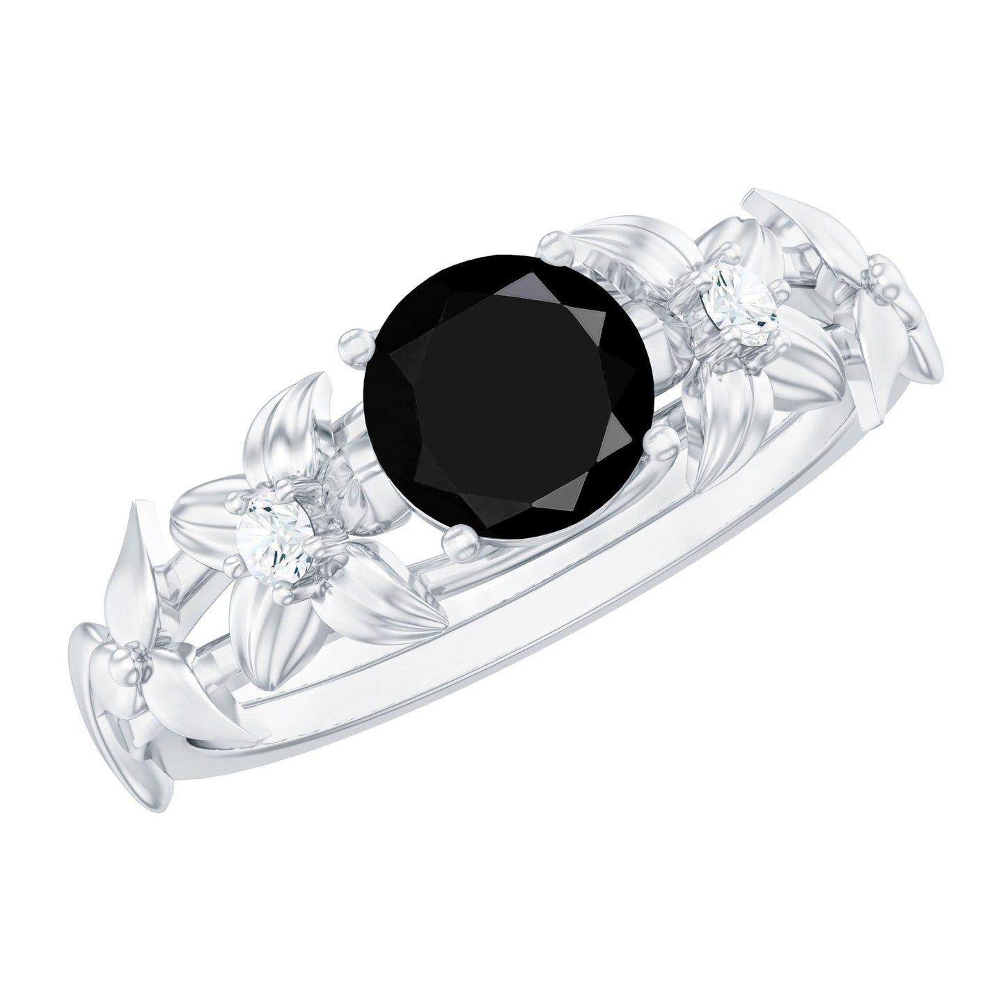 Nature Inspired Black Onyx and Diamond Engagement Ring