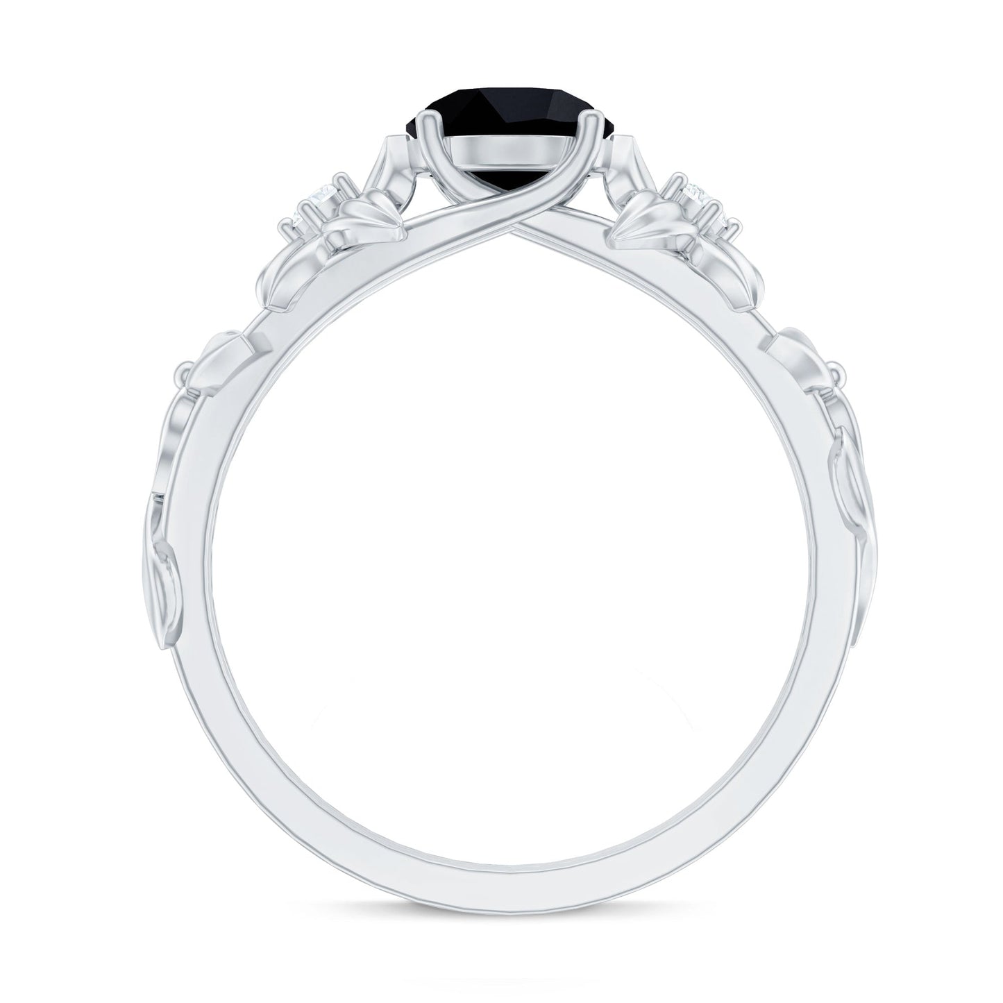 Nature Inspired Black Onyx and Diamond Engagement Ring