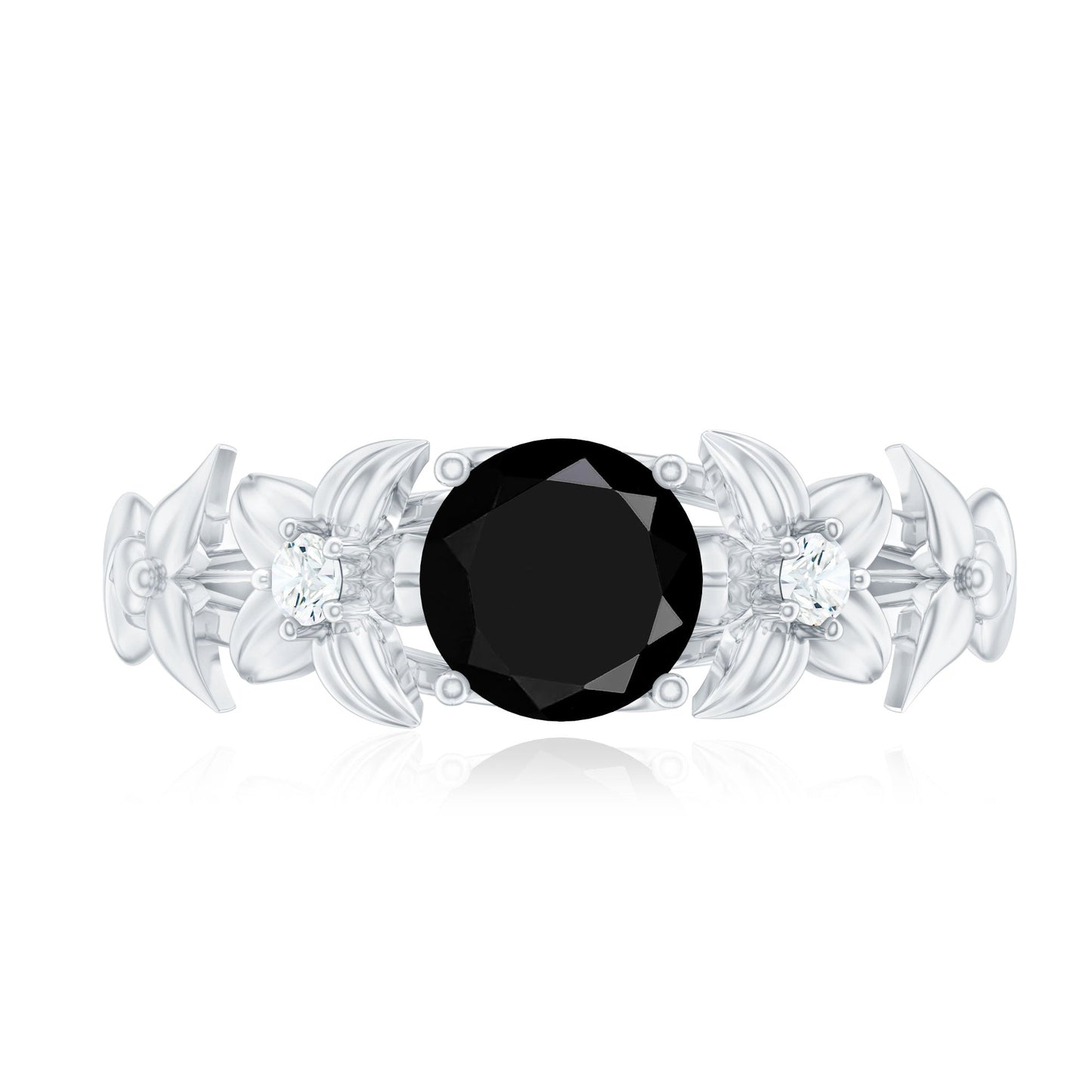 Nature Inspired Black Onyx and Diamond Engagement Ring