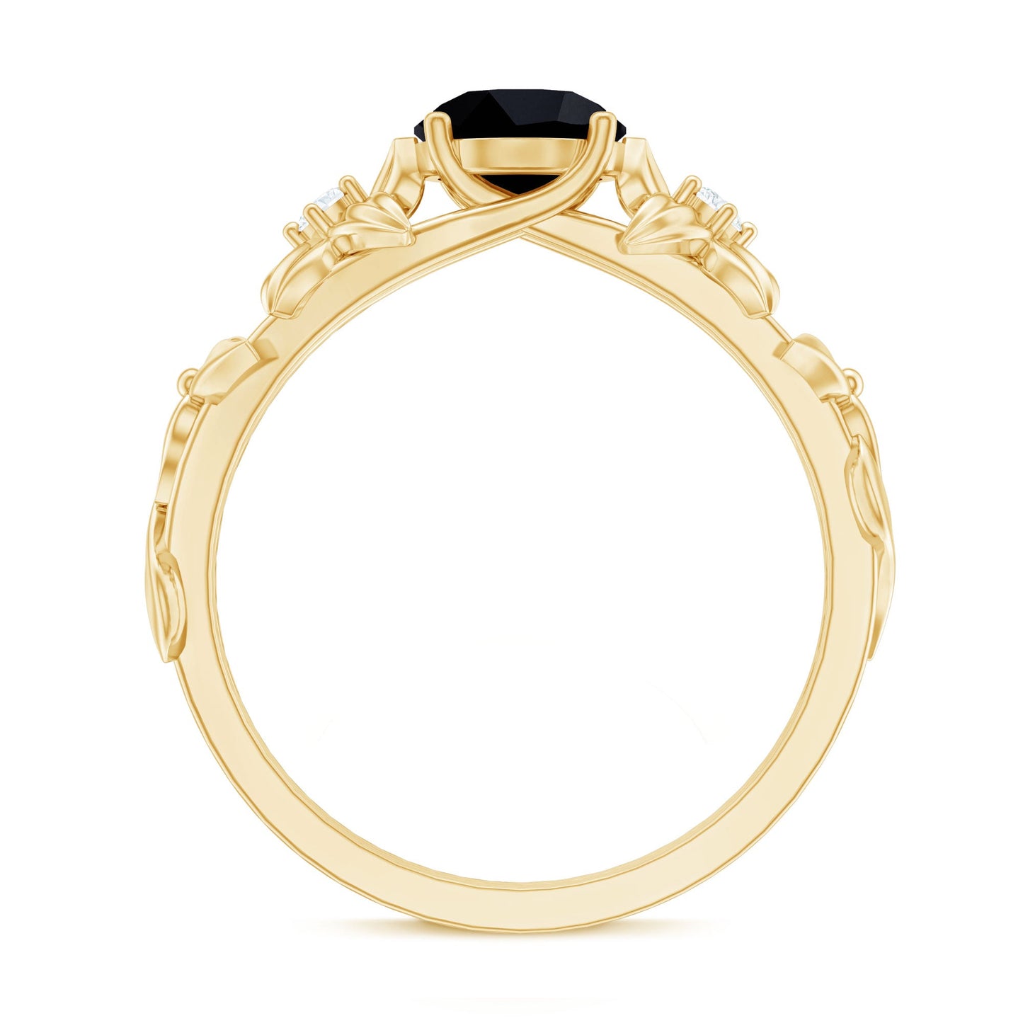 Nature Inspired Black Onyx and Diamond Engagement Ring