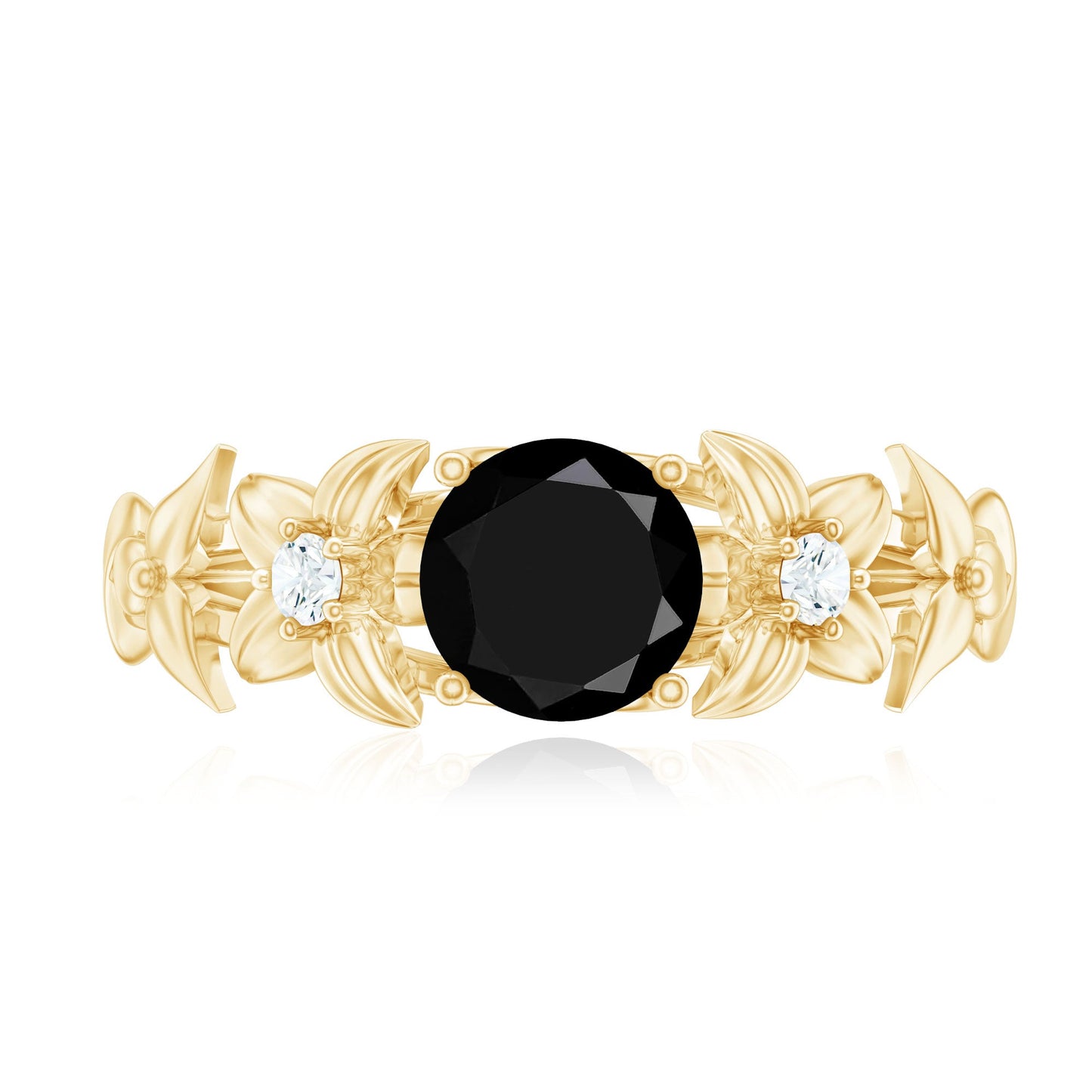 Nature Inspired Black Onyx and Diamond Engagement Ring