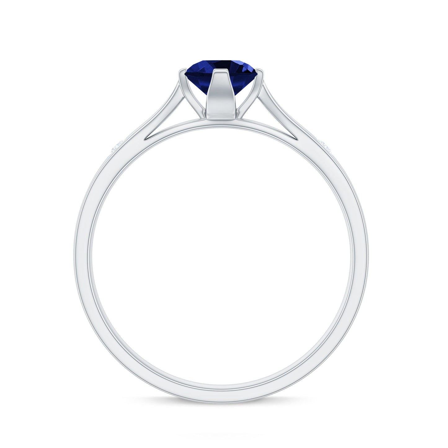 Certified 0.6 Carat Lab Grown Blue Sapphire Promise Ring with Diamond
