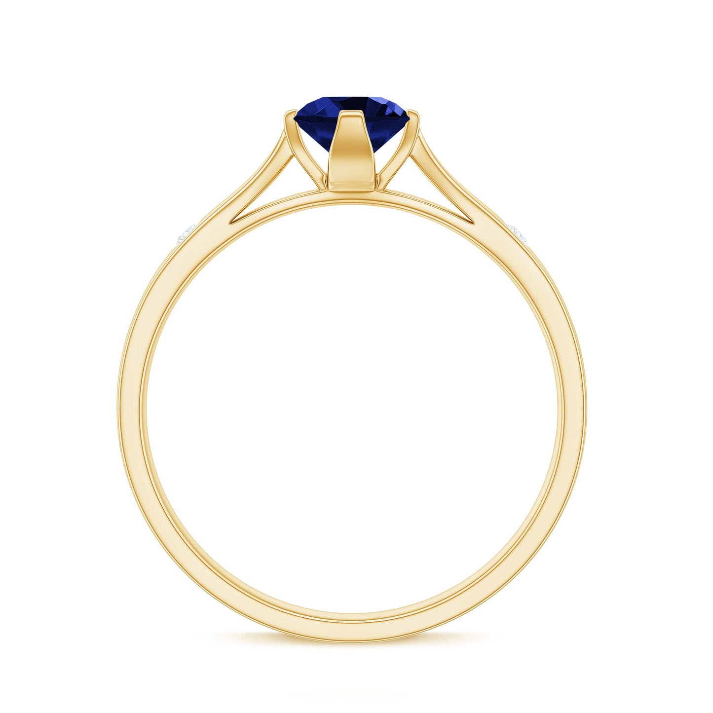 Certified 0.6 Carat Lab Grown Blue Sapphire Promise Ring with Diamond