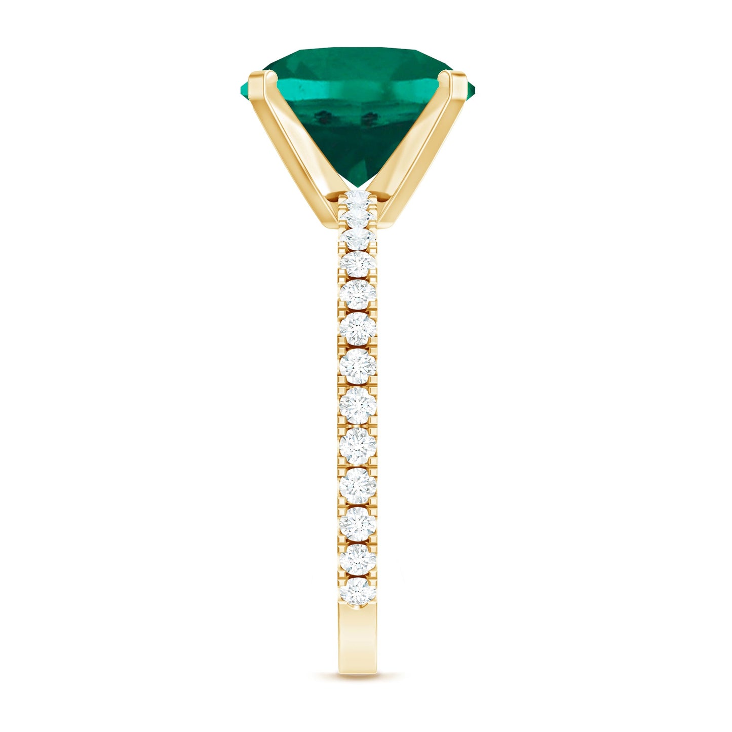 Certified 10 mm Lab Grown Emerald Huge Engagement Ring with Diamond