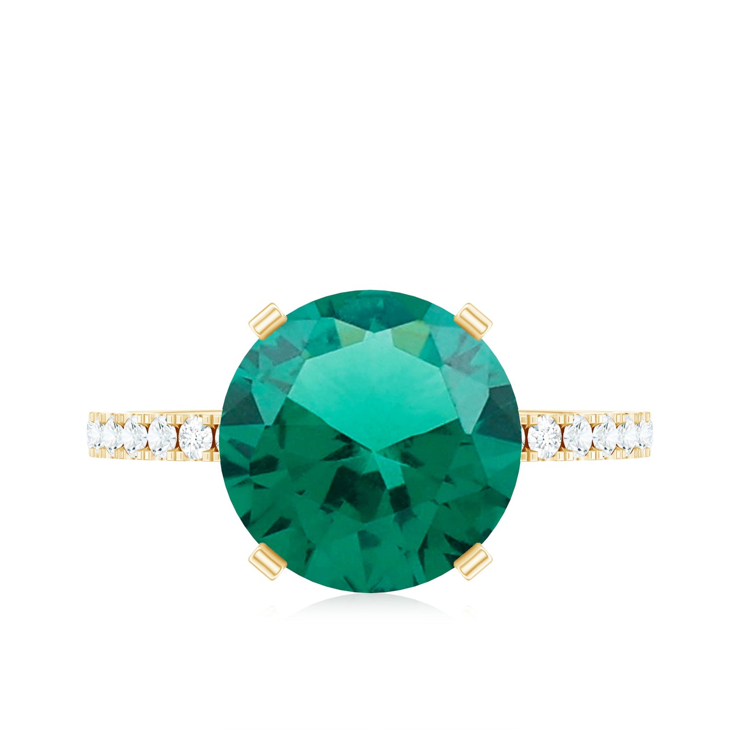 Certified 10 mm Lab Grown Emerald Huge Engagement Ring with Diamond