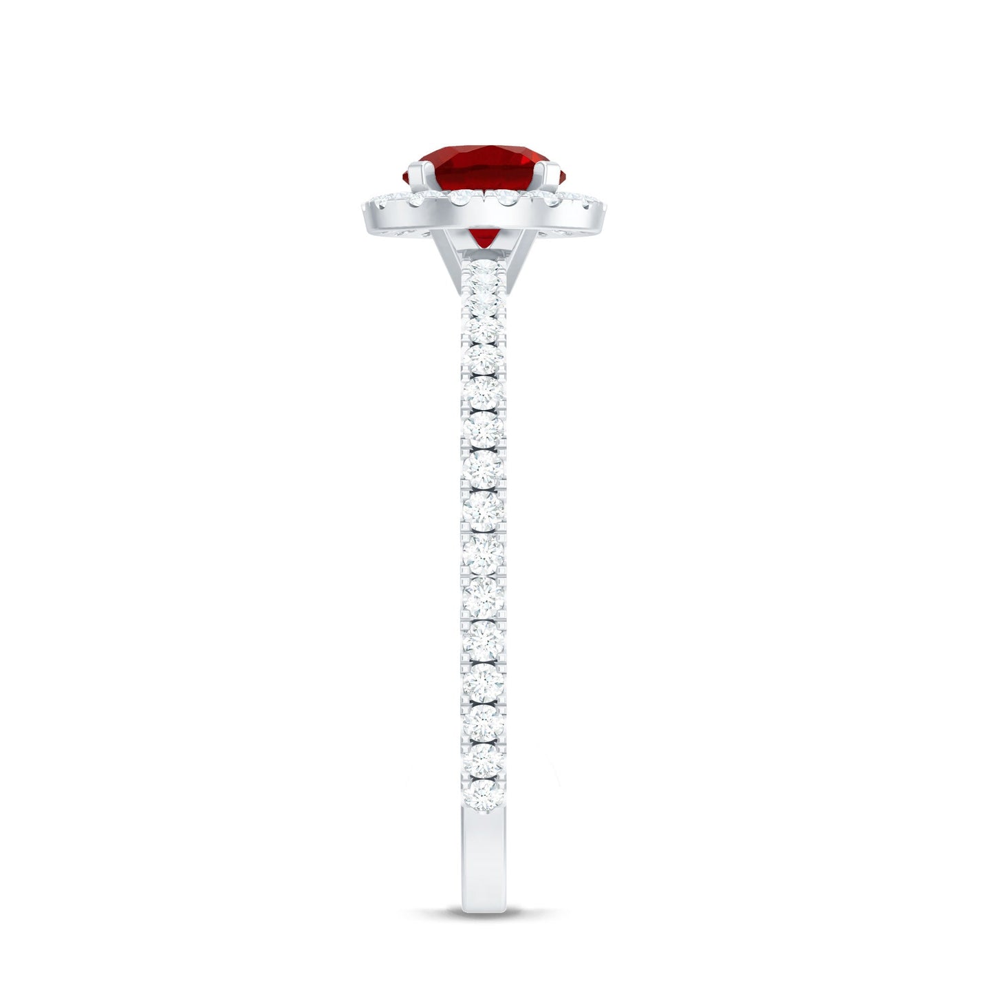 1 CT Minimal Created Ruby and Diamond Engagement Ring