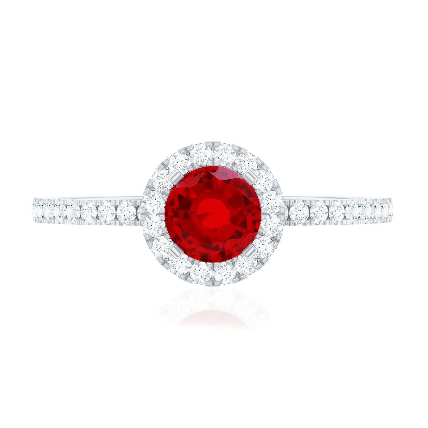1 CT Minimal Created Ruby and Diamond Engagement Ring