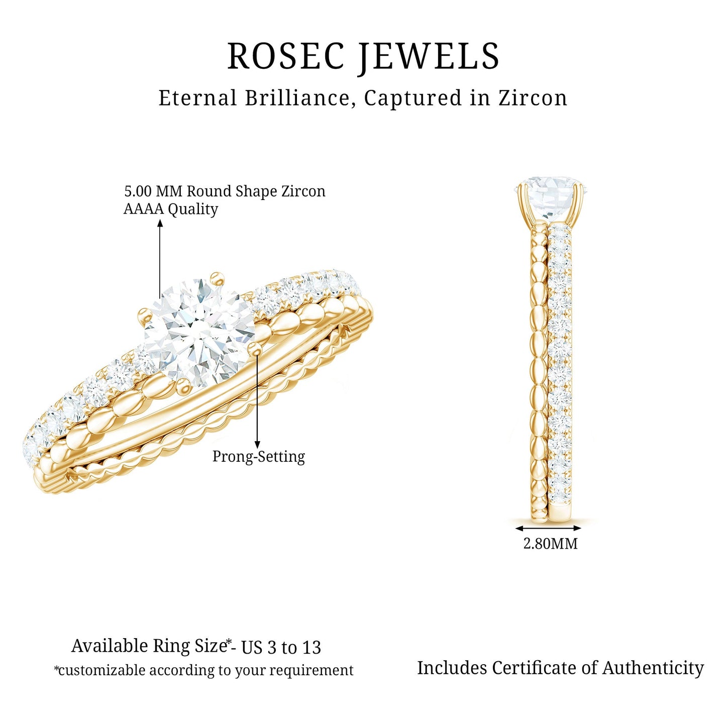 1.50 CT Certified Zircon Solitaire Engagement Ring