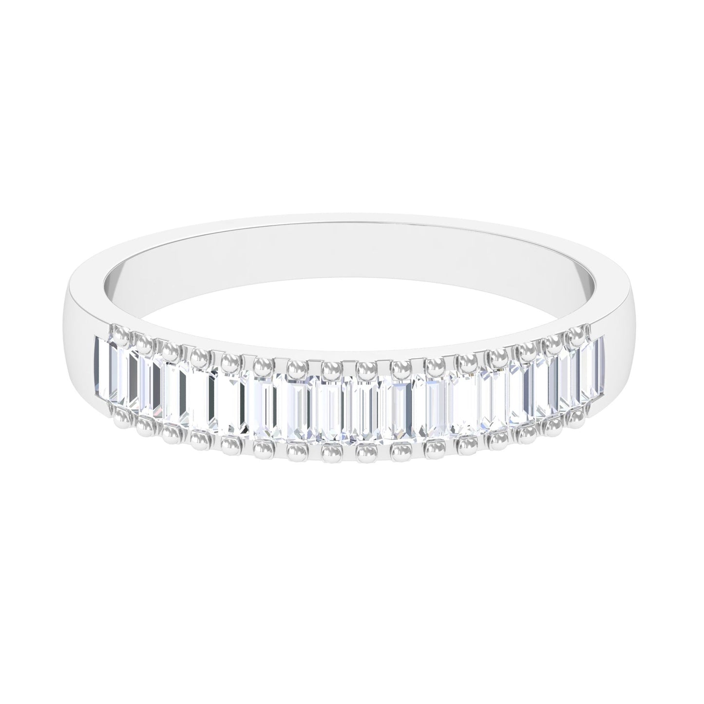 Baguette Cut CZ Diamond Half Eternity Ring in Channel Setting