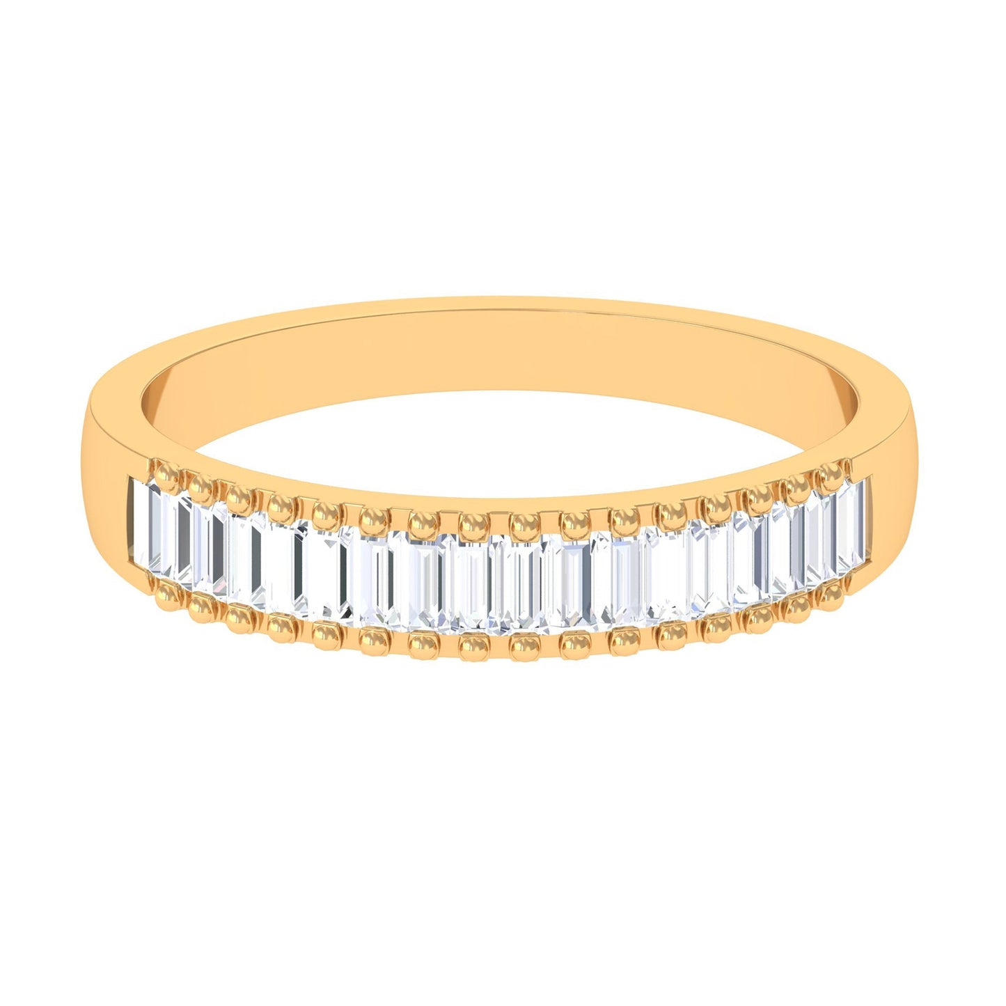 Baguette Cut CZ Diamond Half Eternity Ring in Channel Setting