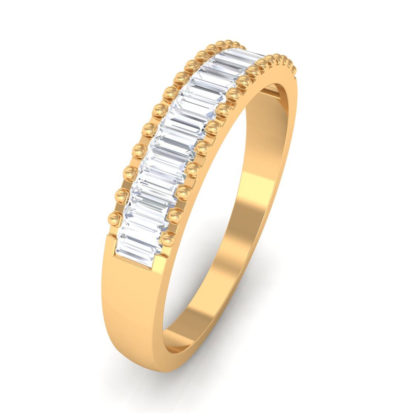 Baguette Cut CZ Diamond Half Eternity Ring in Channel Setting