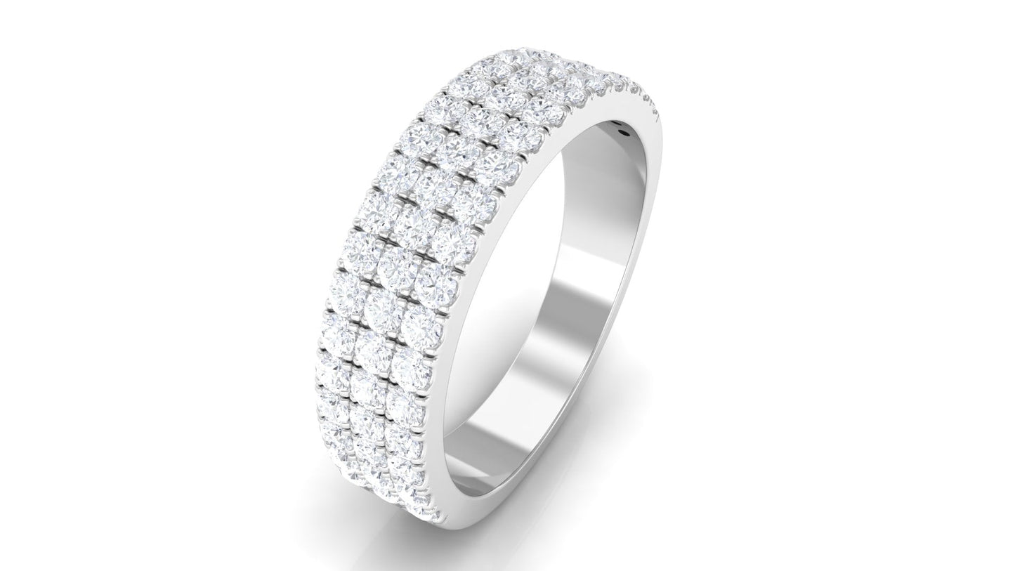 1.50 CT Certified Zircon Semi Eternity Ring in Pave Setting
