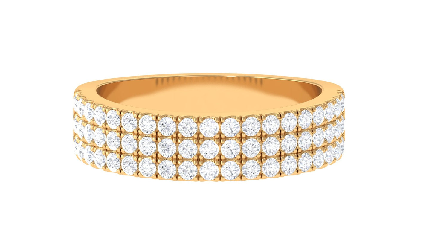 1.50 CT Certified Zircon Semi Eternity Ring in Pave Setting