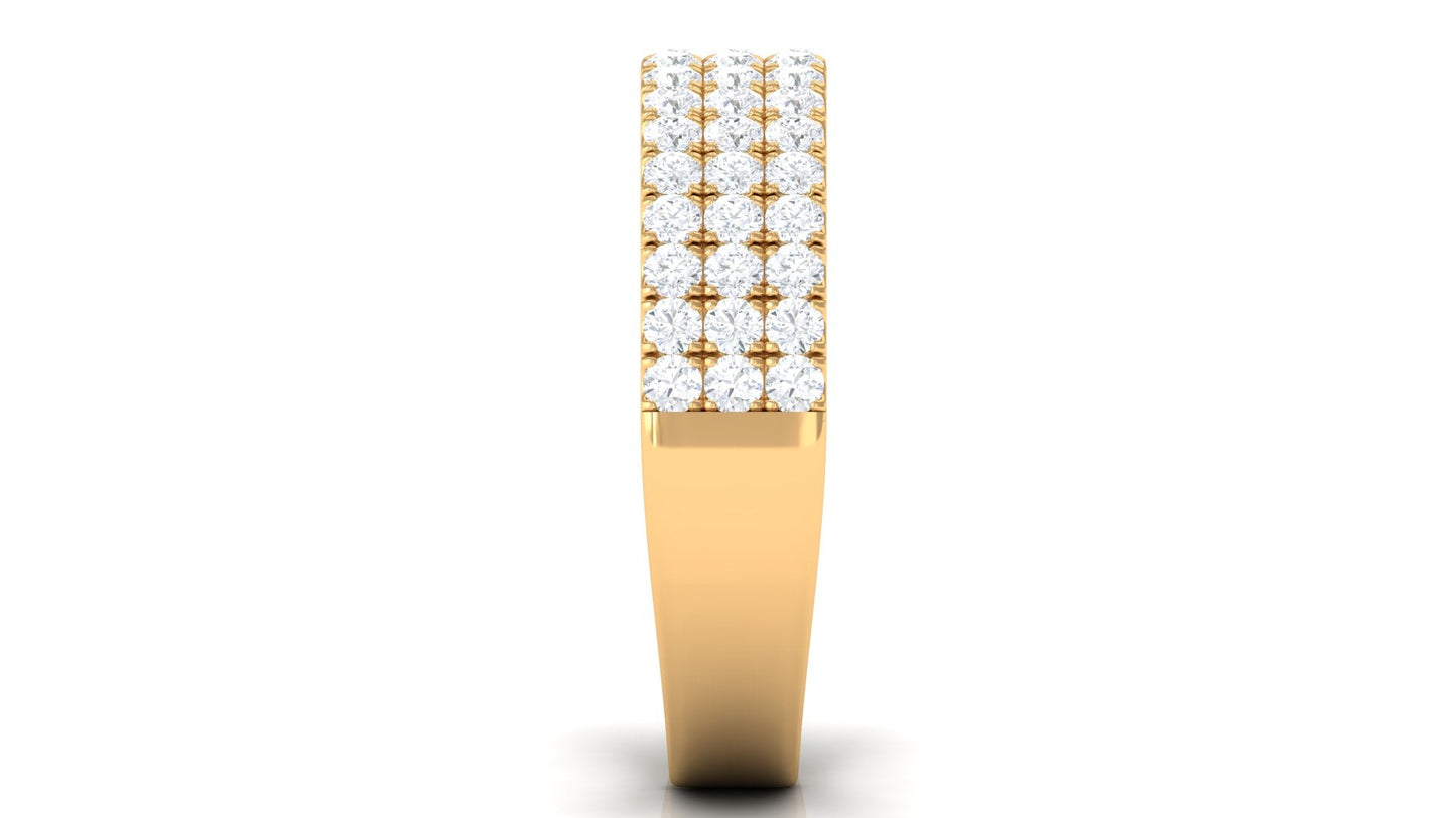 1.50 CT Certified Zircon Semi Eternity Ring in Pave Setting