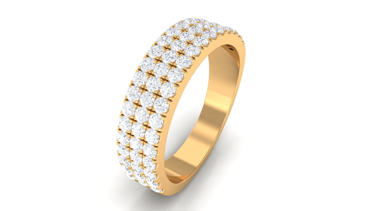 1.50 CT Certified Zircon Semi Eternity Ring in Pave Setting