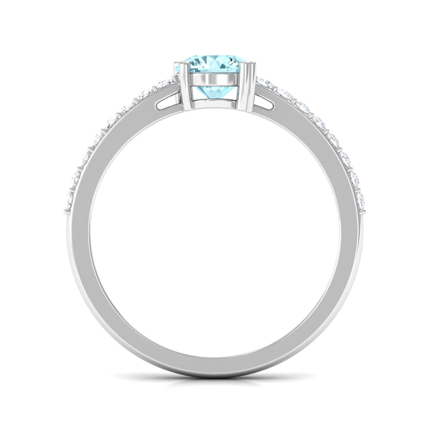 1 Ct Designer Aquamarine Solitaire Promise Ring with Diamond