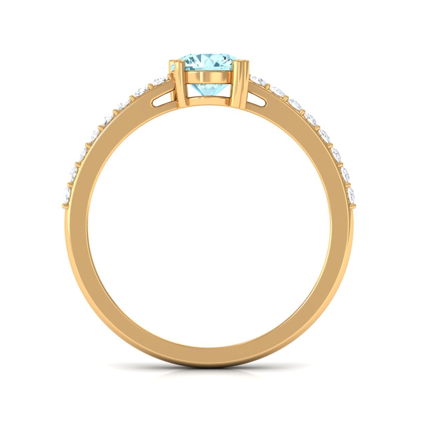 1 Ct Designer Aquamarine Solitaire Promise Ring with Diamond