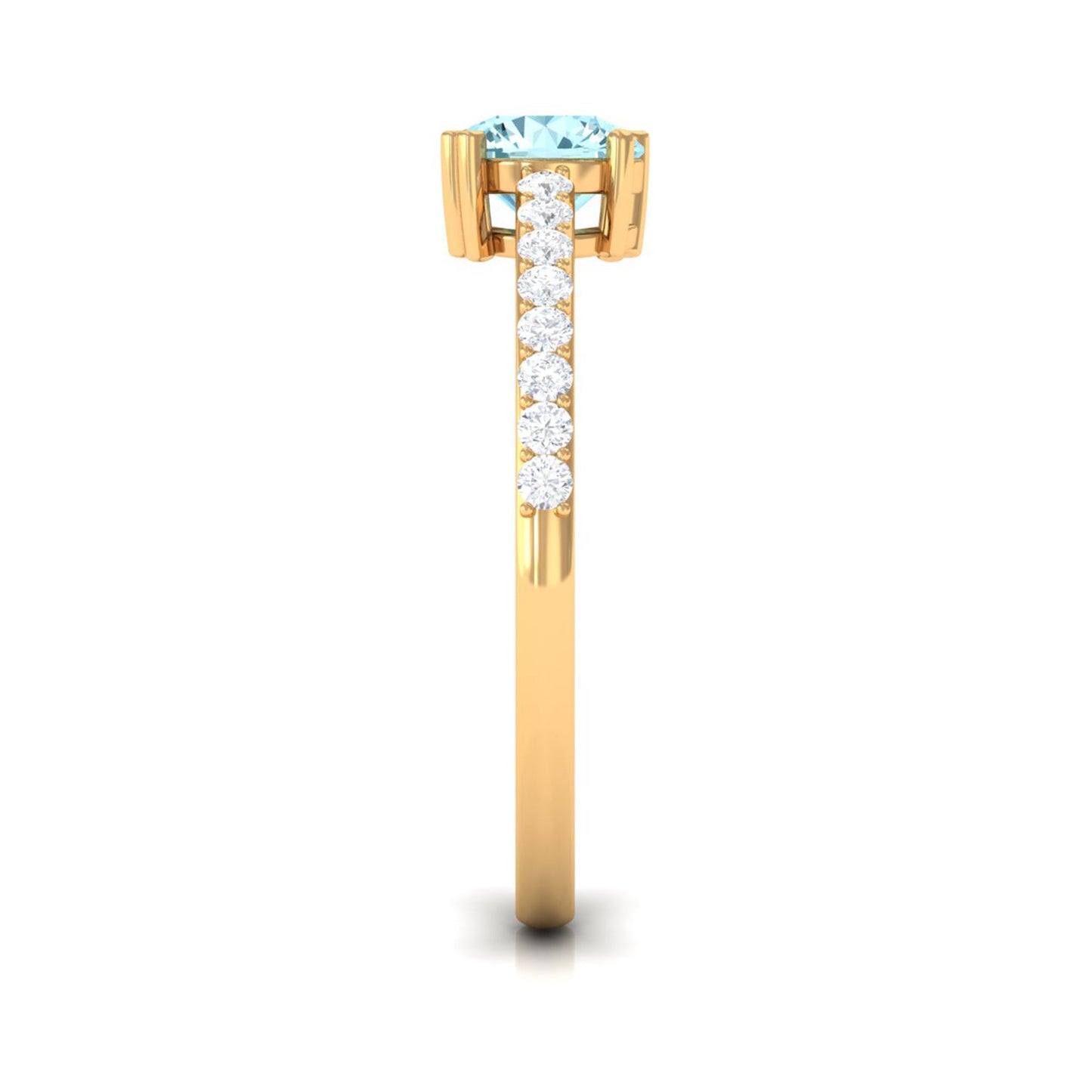 1 Ct Designer Aquamarine Solitaire Promise Ring with Diamond