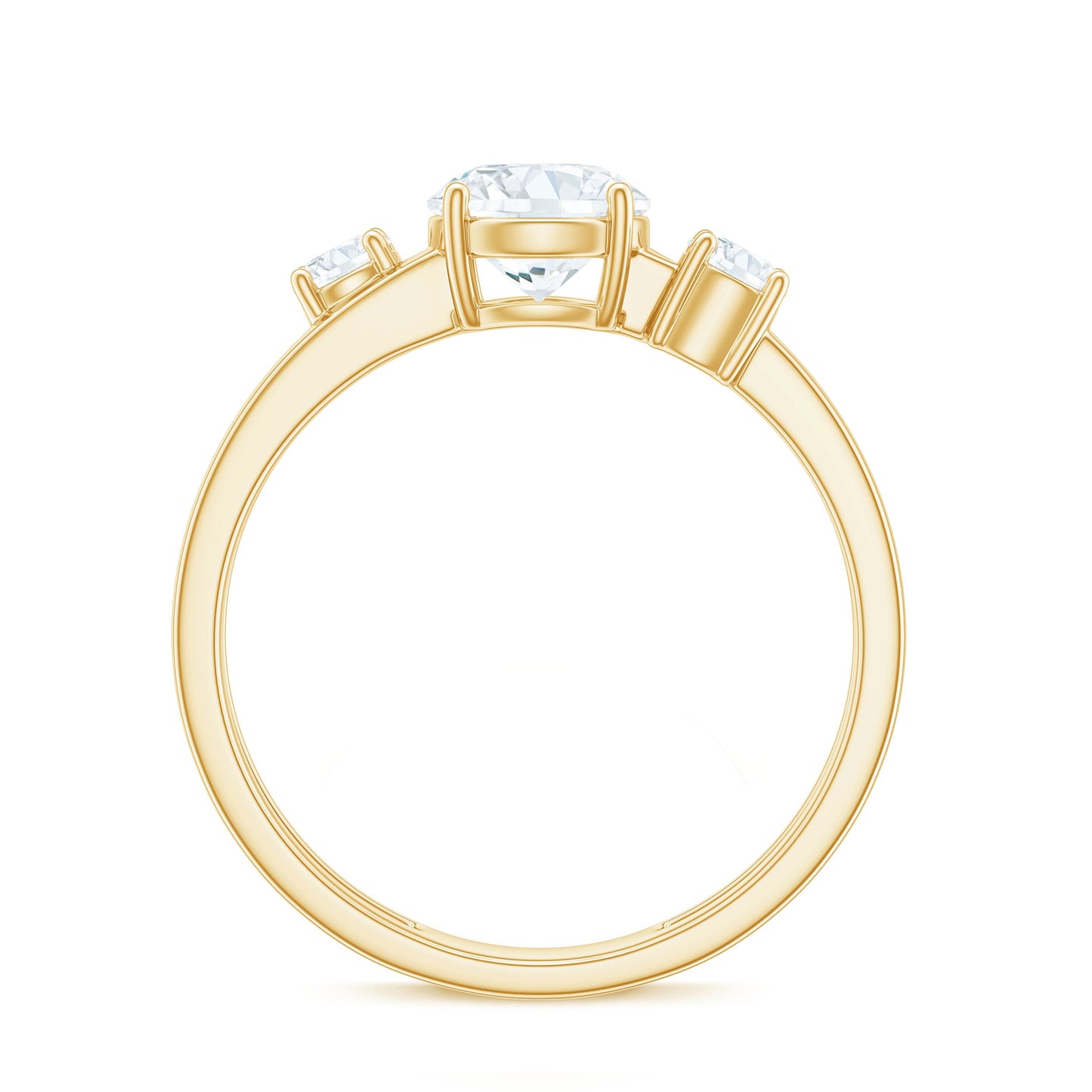 Brilliant Cut Moissanite 3 Stone Engagement Ring with Double Band