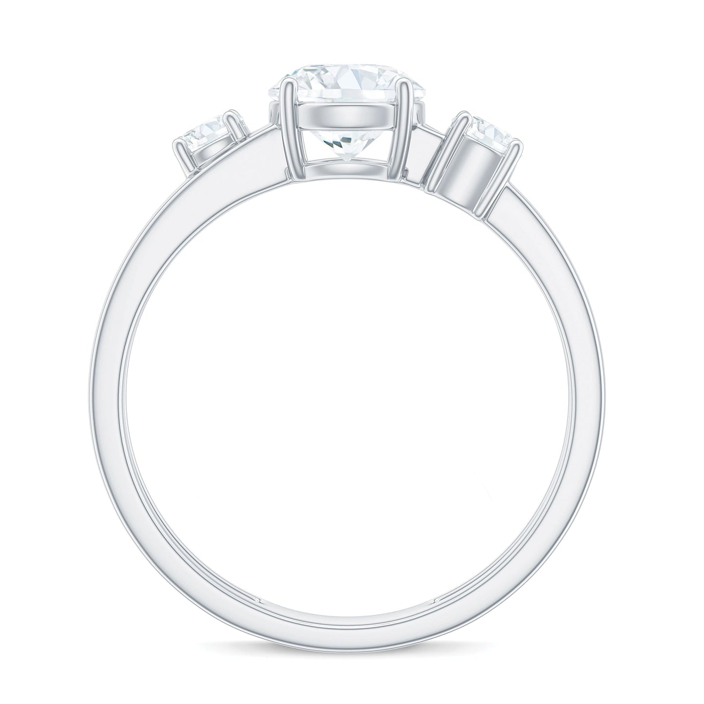 Certified Cubic Zirconia Three Stone Double Band Ring