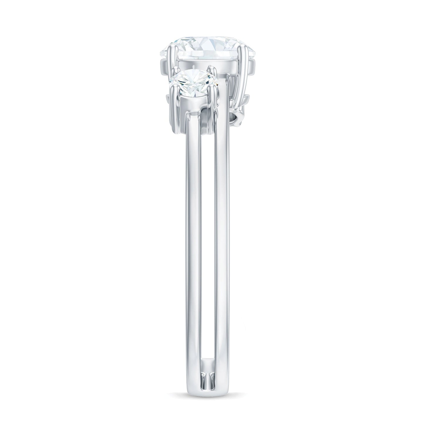 Certified Cubic Zirconia Three Stone Double Band Ring