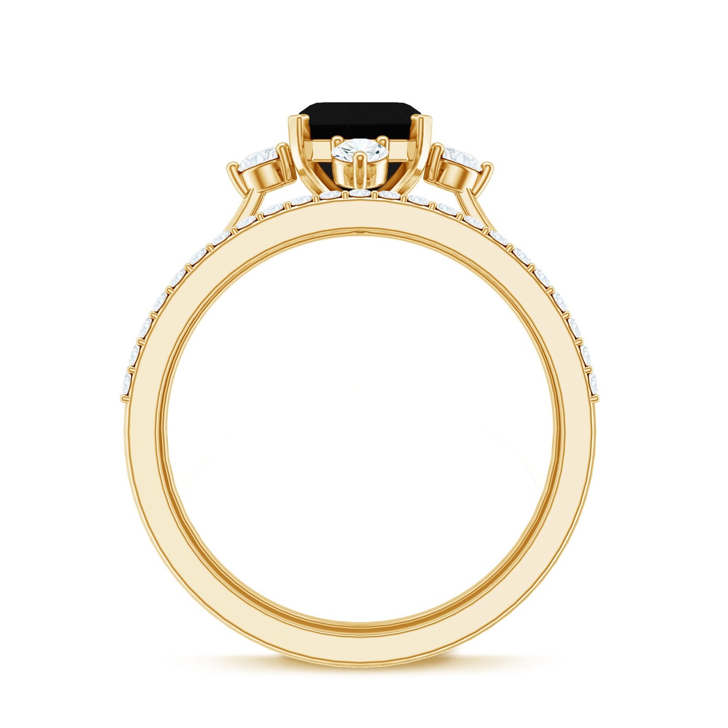 Certified 2 Carat Emerald Cut Lab Grown Black and White Diamond Engagement Ring with Enhancer