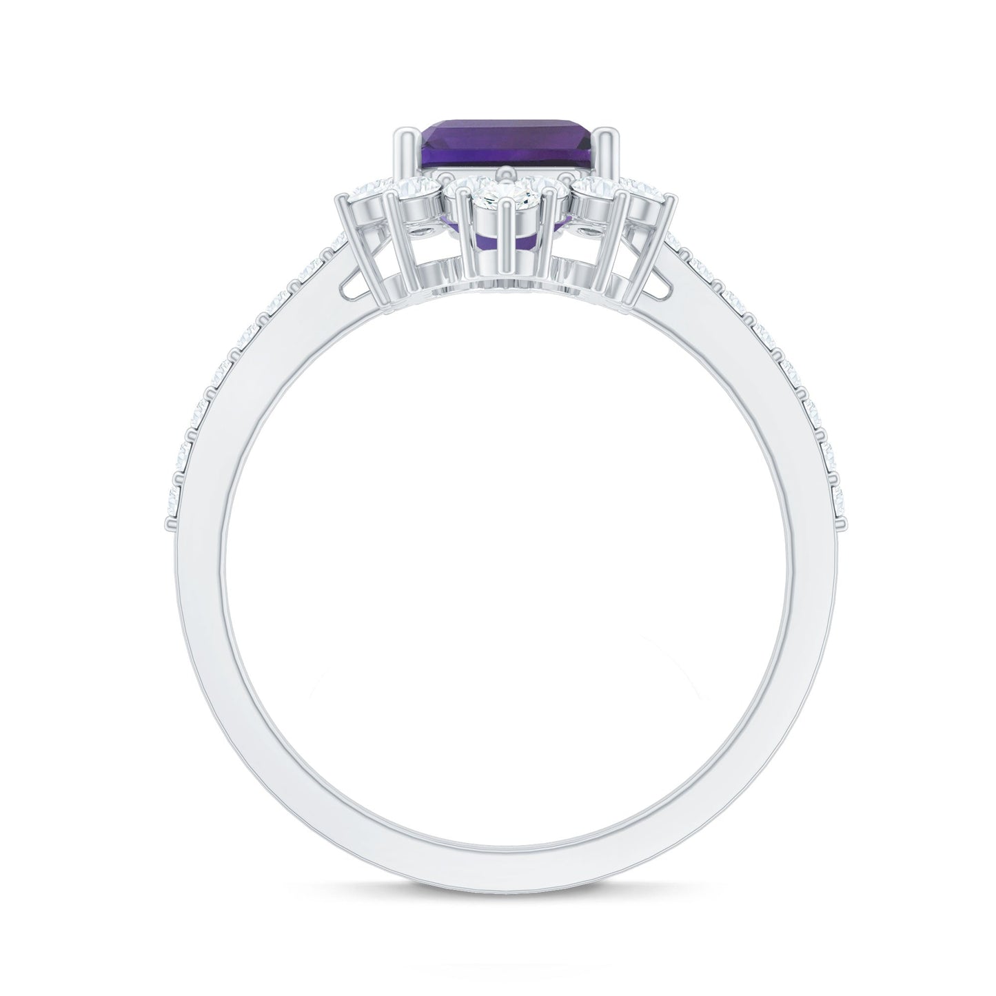Vintage Inspired Amethyst and Diamond Halo Engagement Ring