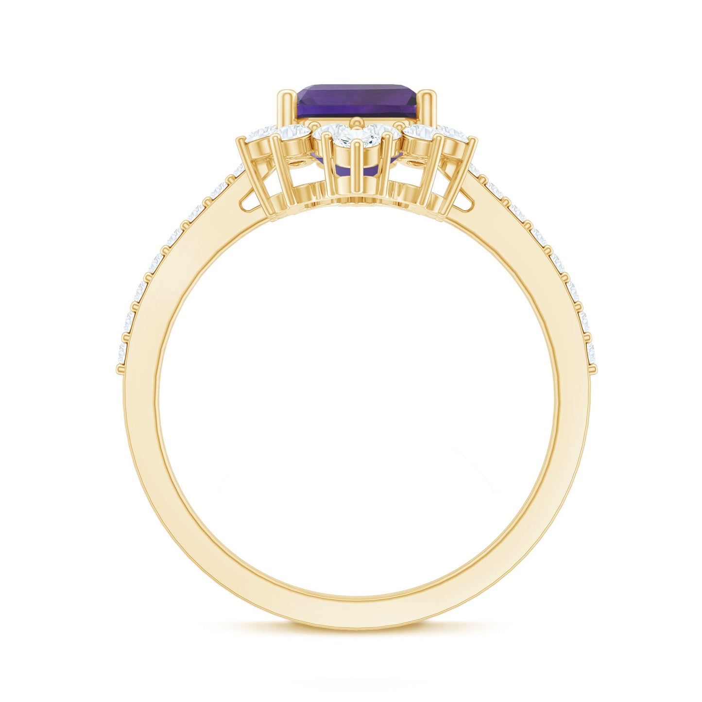 Vintage Inspired Amethyst and Diamond Halo Engagement Ring