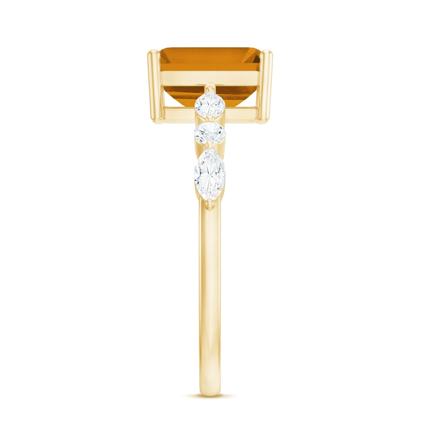 Certified Real Citrine Emerald Cut Engagement Ring with Moissanite