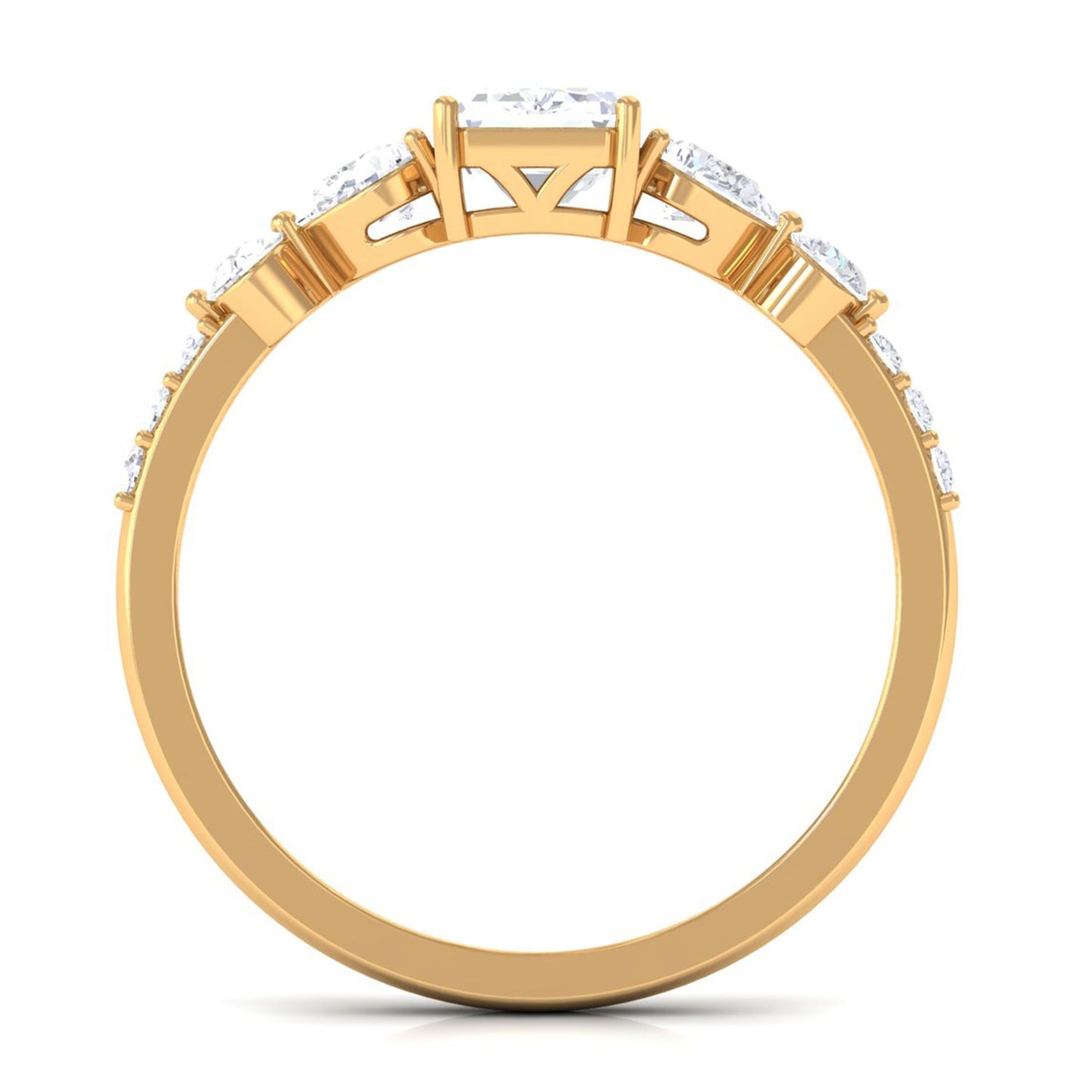 Emerald Cut Zircon Classic Solitaire Engagement Ring