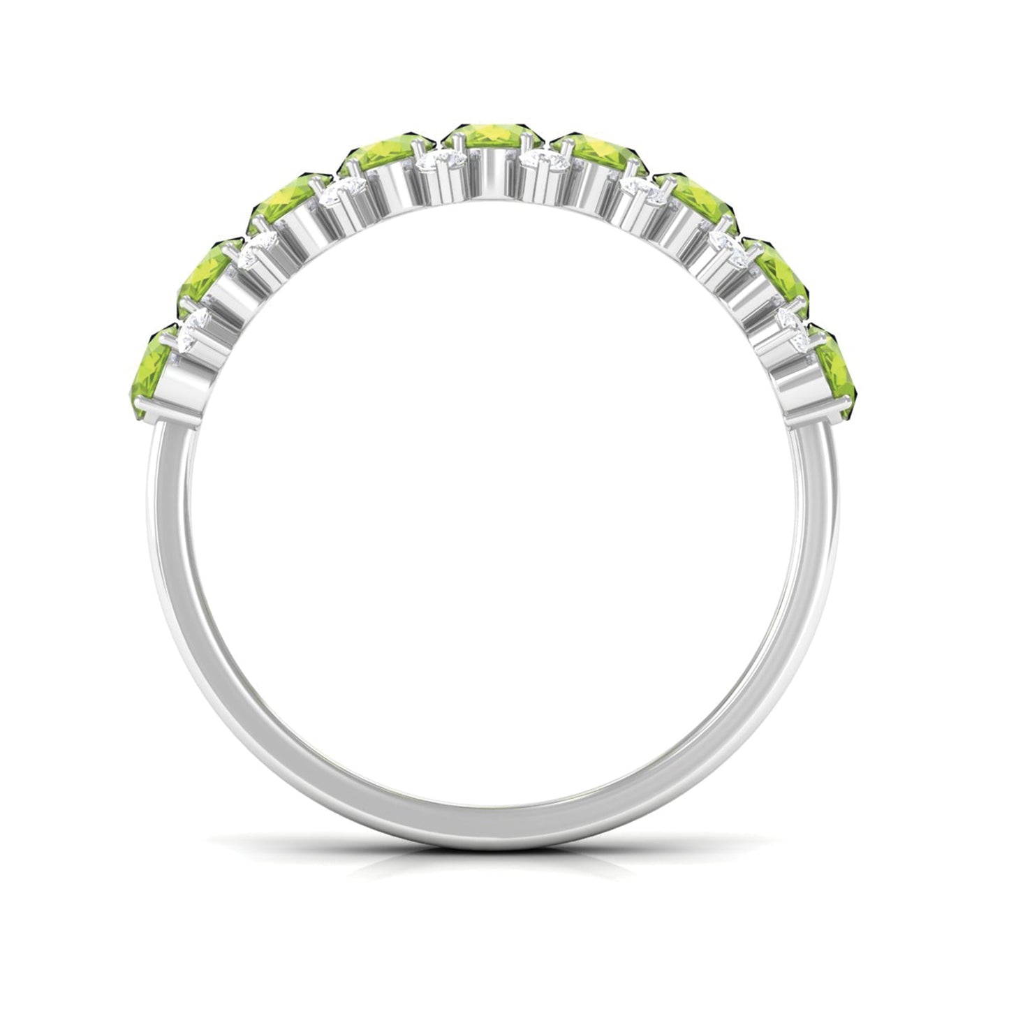 2.25 CT Oval Cut Peridot Half Eternity Ring with Diamond Stones