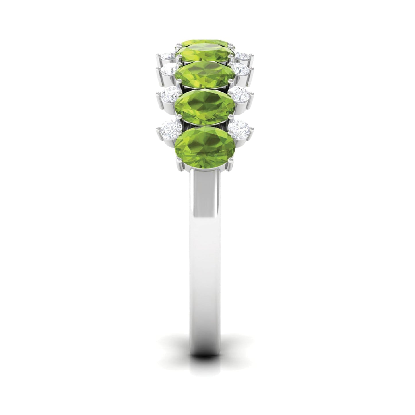 2.25 CT Oval Cut Peridot Half Eternity Ring with Diamond Stones