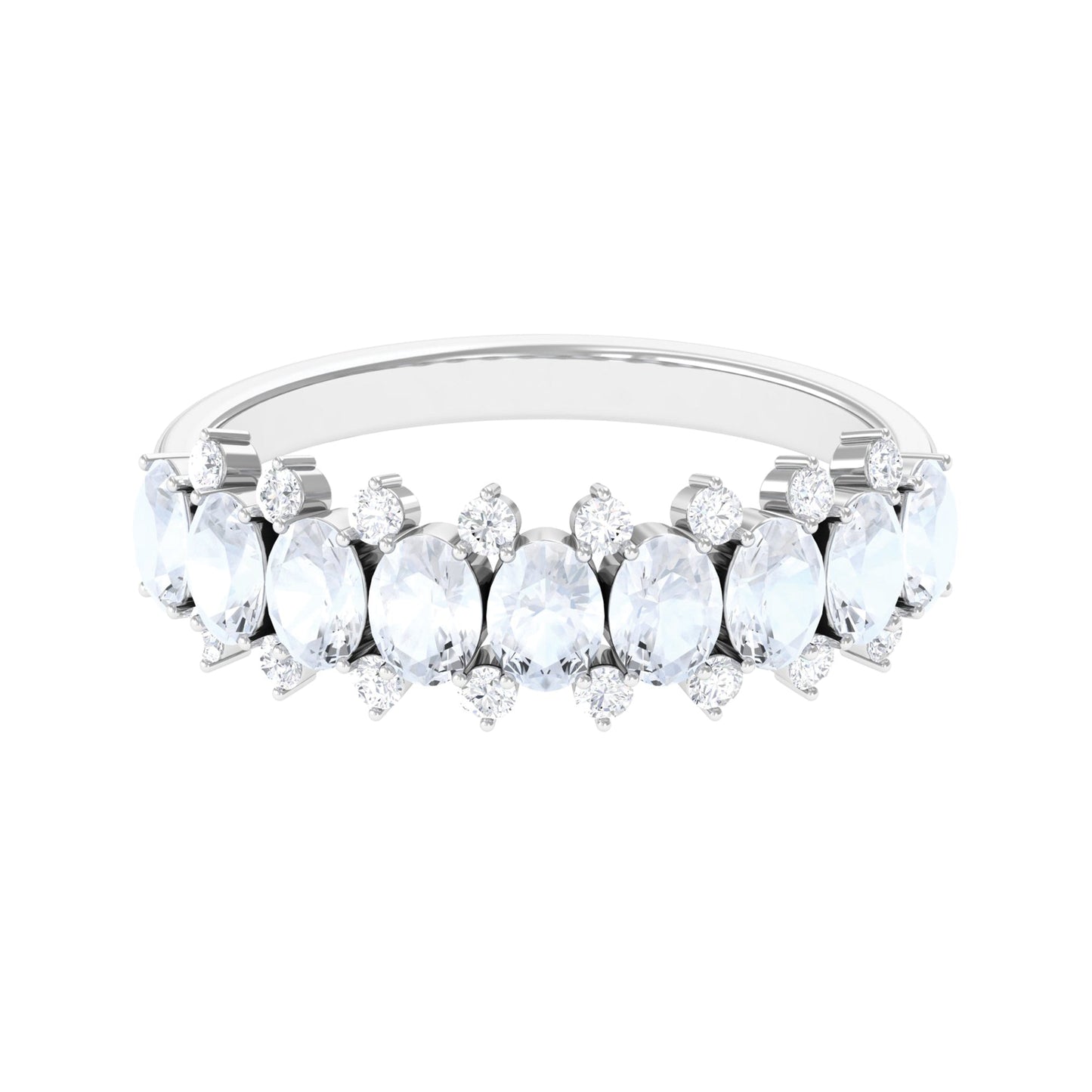 2.5 CT Moonstone and Diamond Semi Eternity Ring