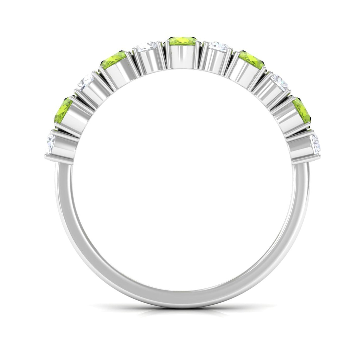 1.50 CT Alternate Peridot and Diamond Half Eternity Ring