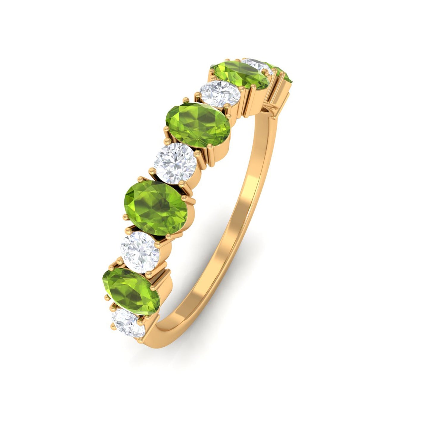 1.50 CT Alternate Peridot and Diamond Half Eternity Ring