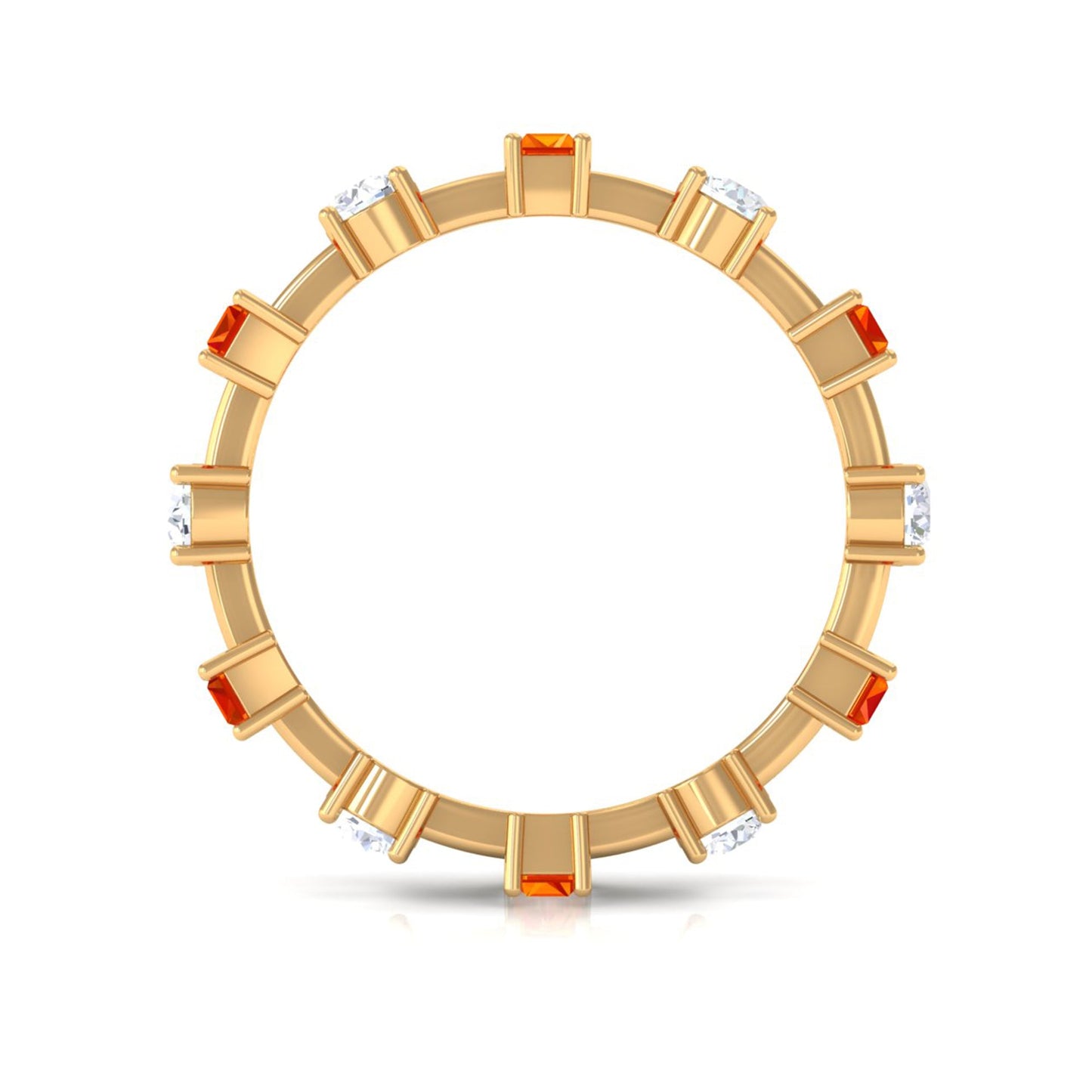Baguette Cut Created Orange Sapphire Eternity Ring with Moissanite