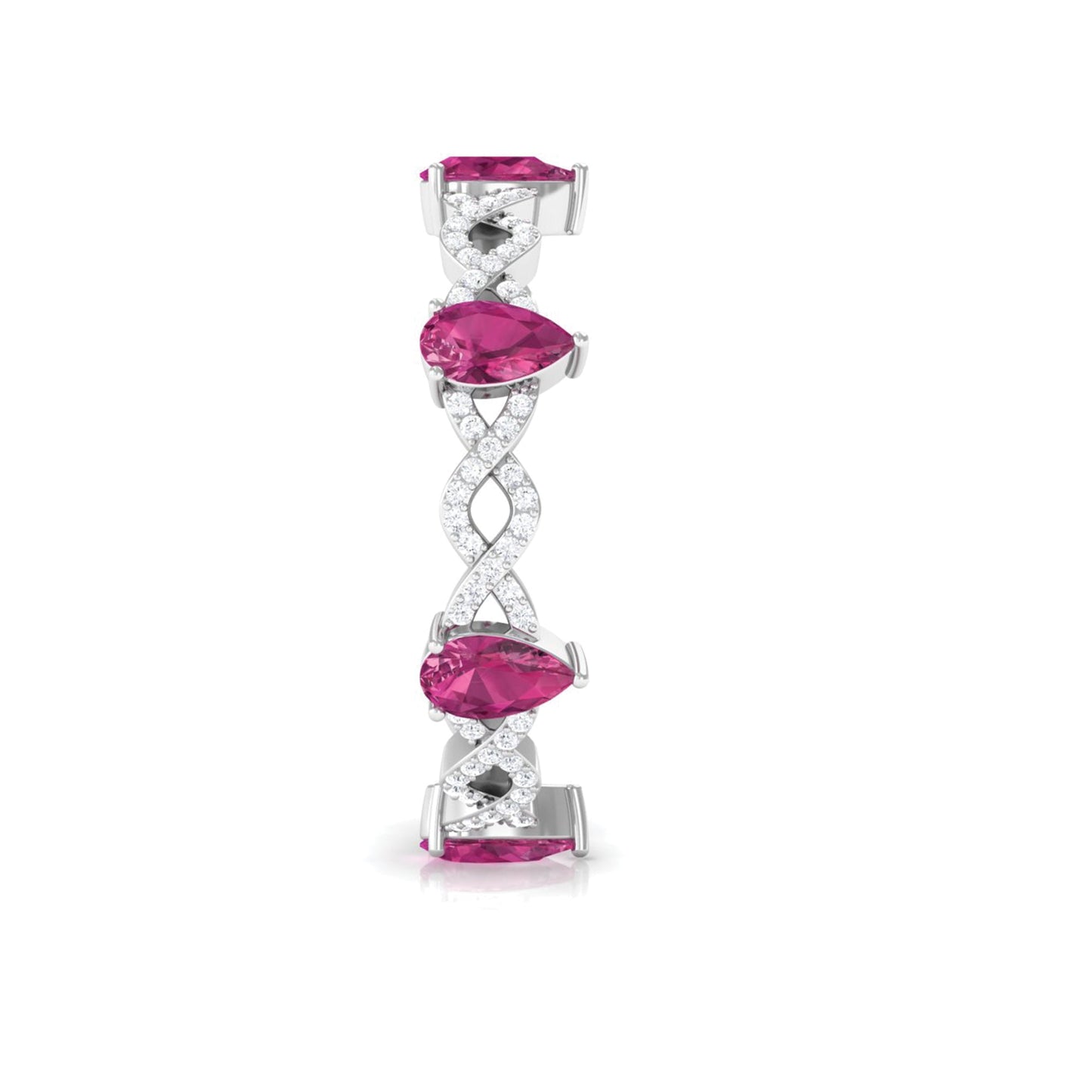 1.50 CT Natural Pink Tourmaline Crossover Eternity Ring with Diamond