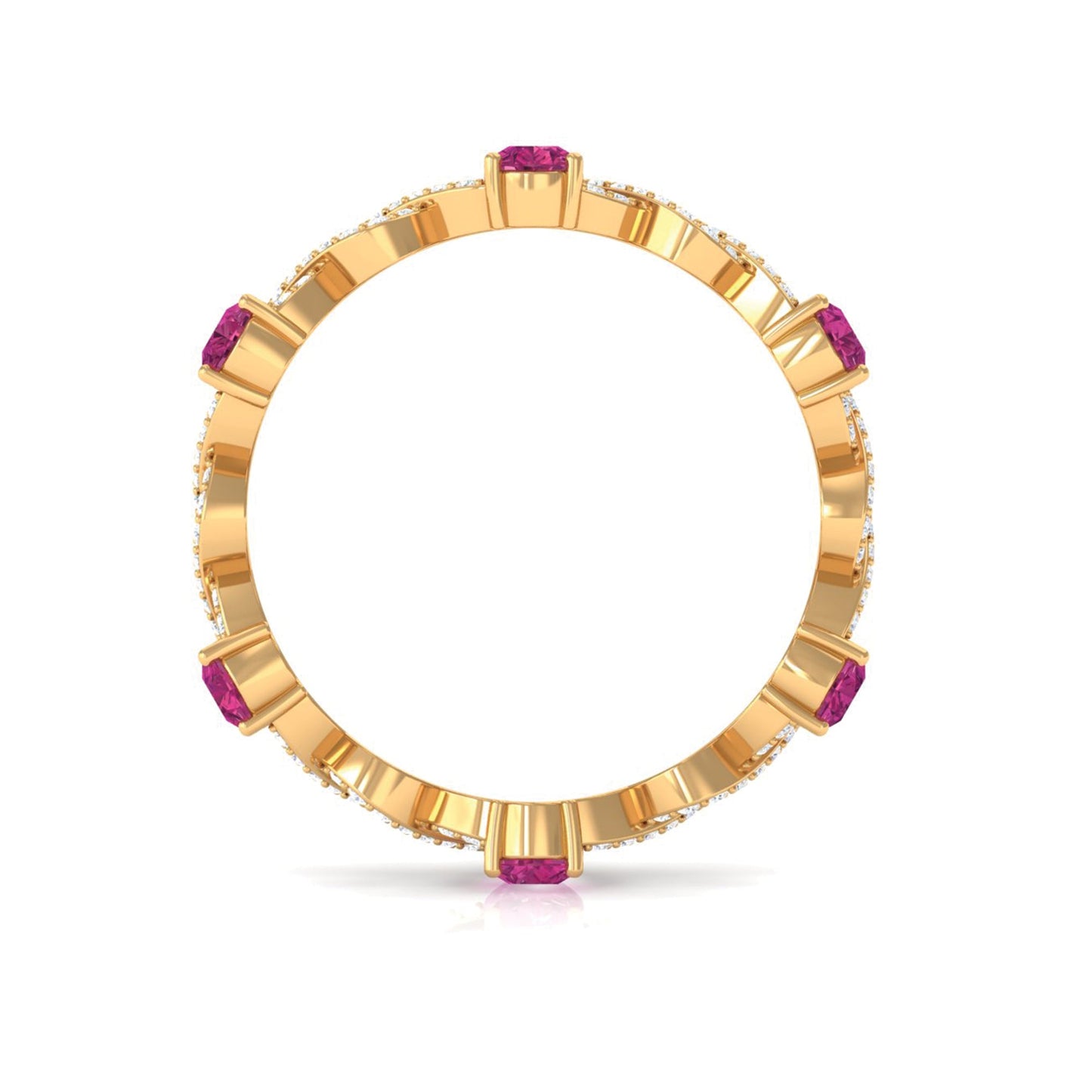 1.50 CT Natural Pink Tourmaline Crossover Eternity Ring with Diamond