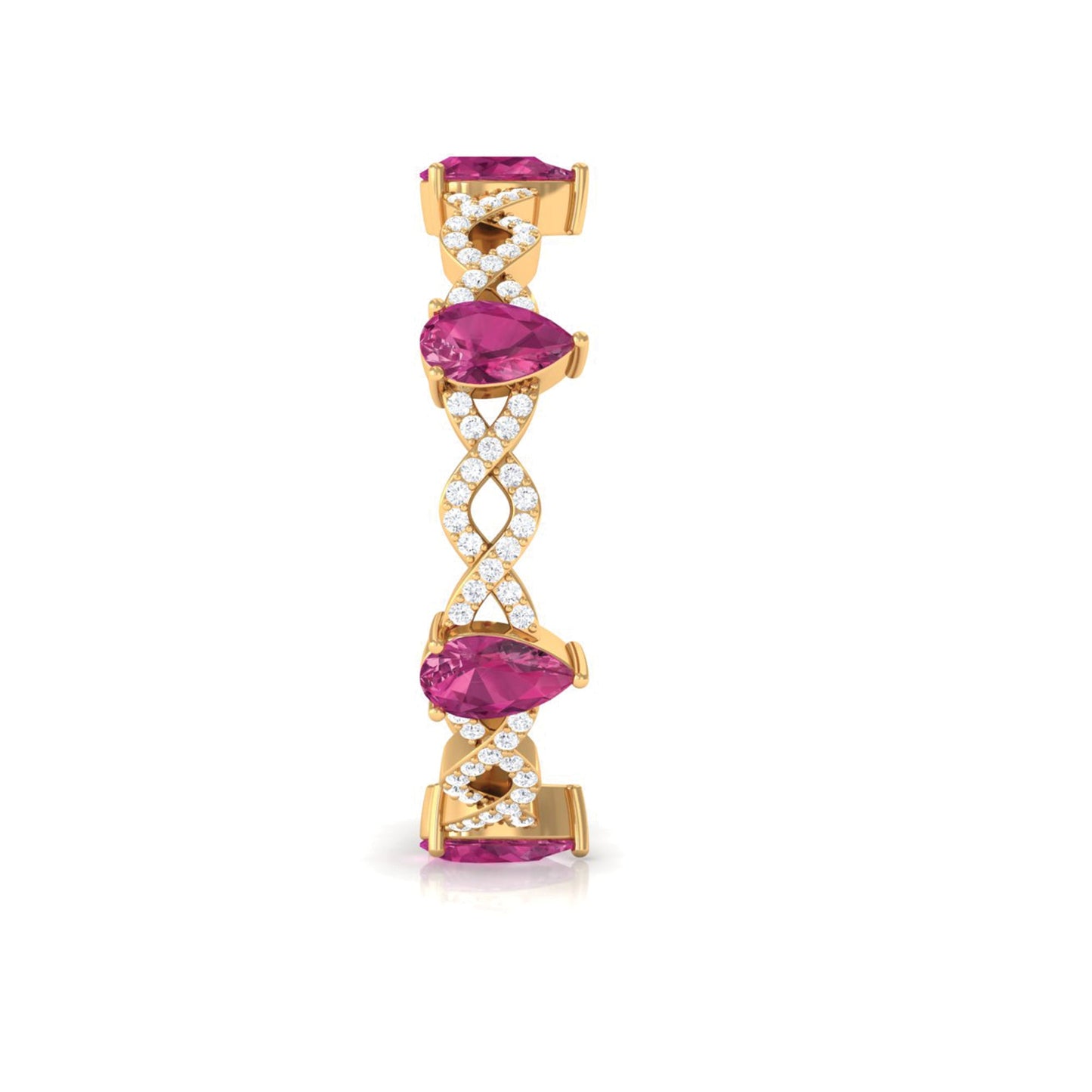 1.50 CT Natural Pink Tourmaline Crossover Eternity Ring with Diamond