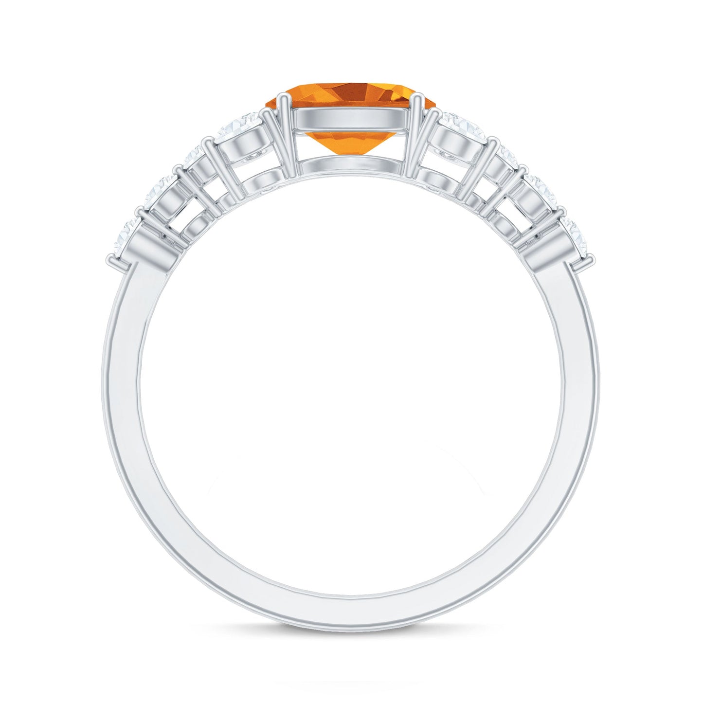Certified Real Oval Citrine East West Engagement Ring with Diamond