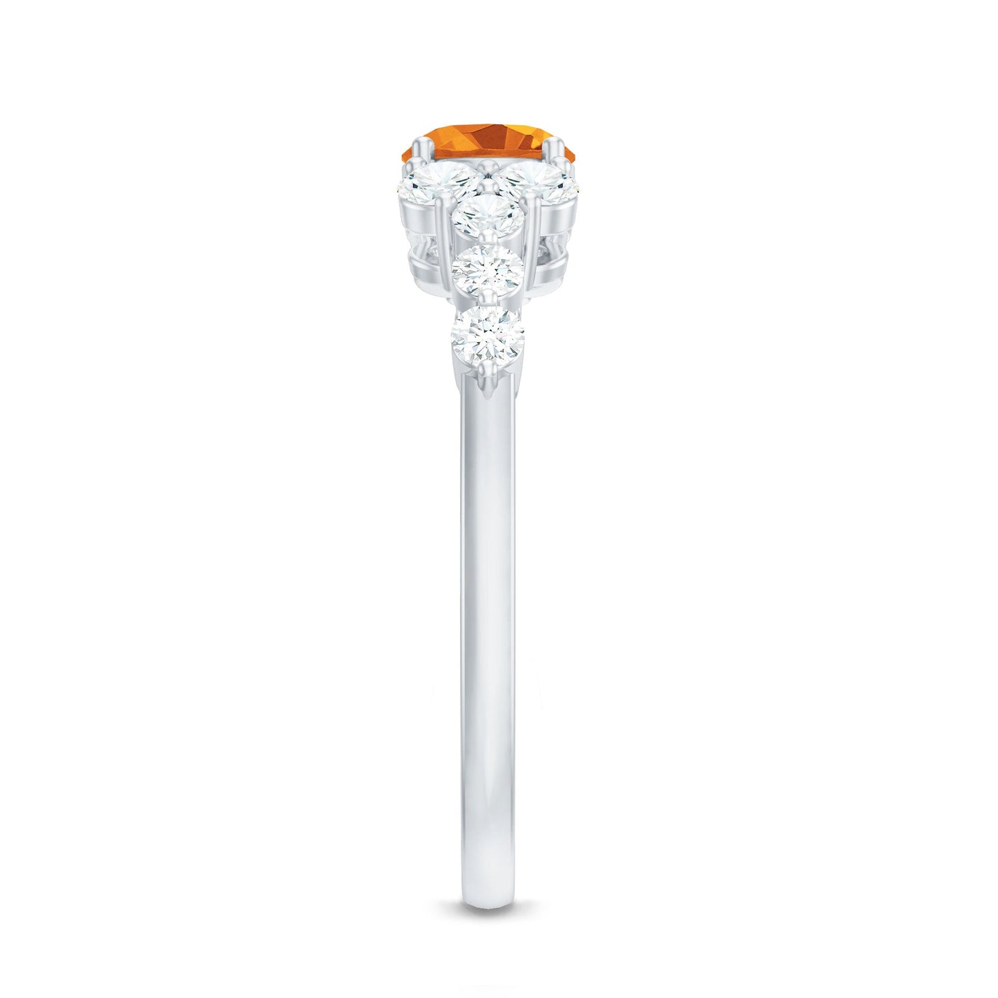 Certified Real Oval Citrine East West Engagement Ring with Diamond