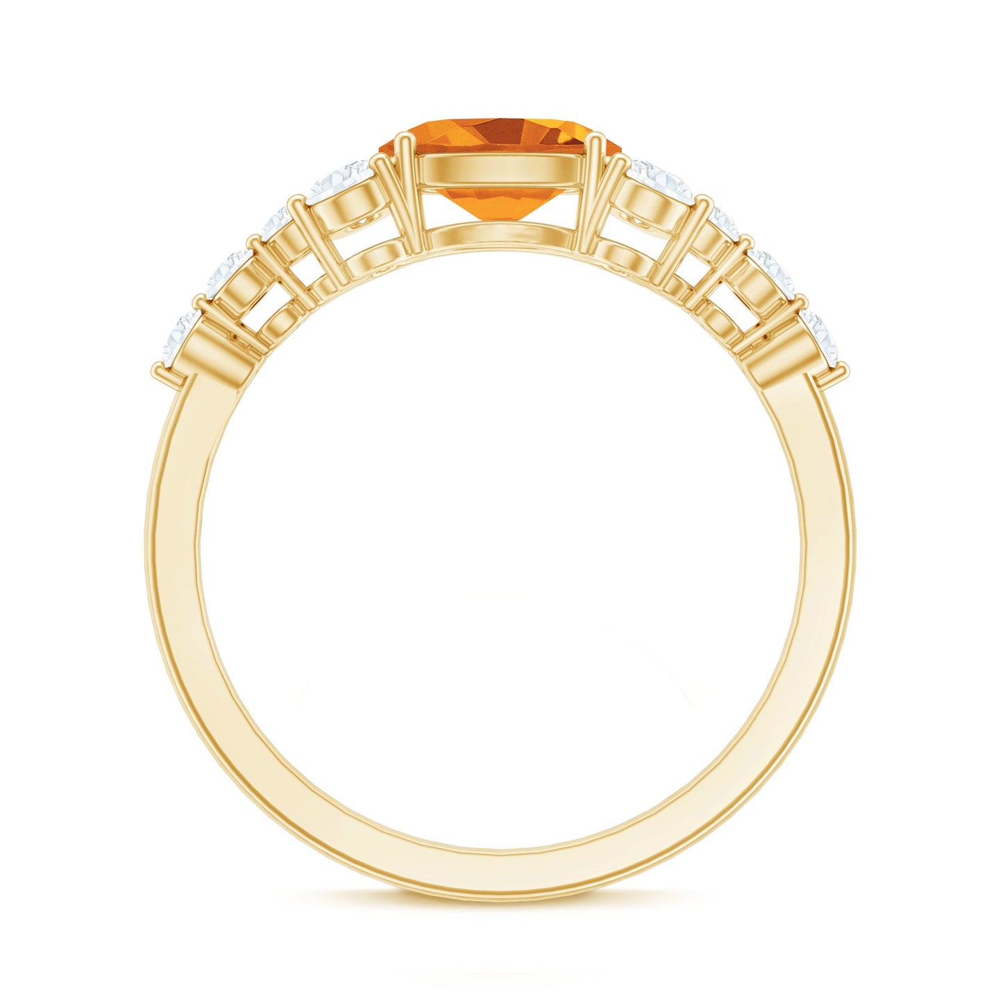 Certified Real Oval Citrine East West Engagement Ring with Diamond