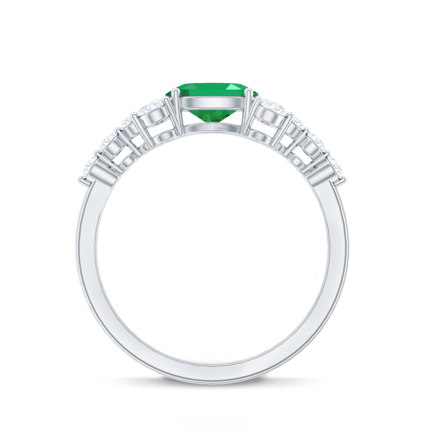 5X7mm Oval Cut Emerald Promise Ring with Diamond