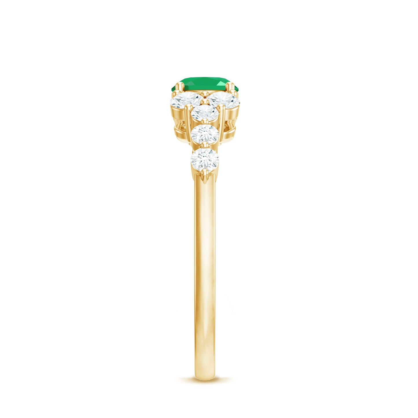 5X7mm Oval Cut Emerald Promise Ring with Diamond