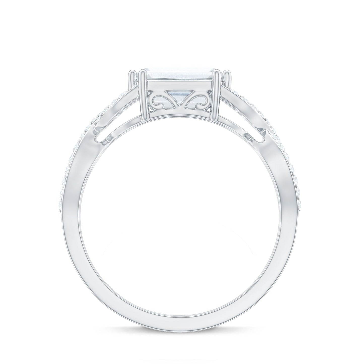 2.75 CT Octagon Cut Zircon East West Engagement Ring
