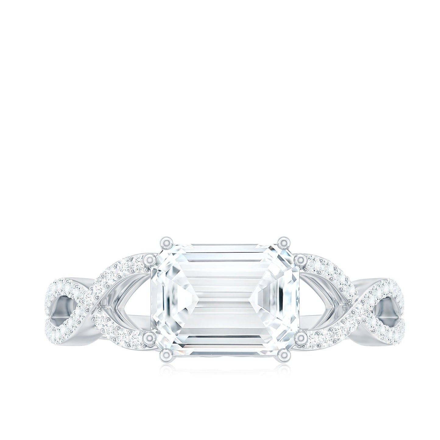 2.75 CT Octagon Cut Zircon East West Engagement Ring