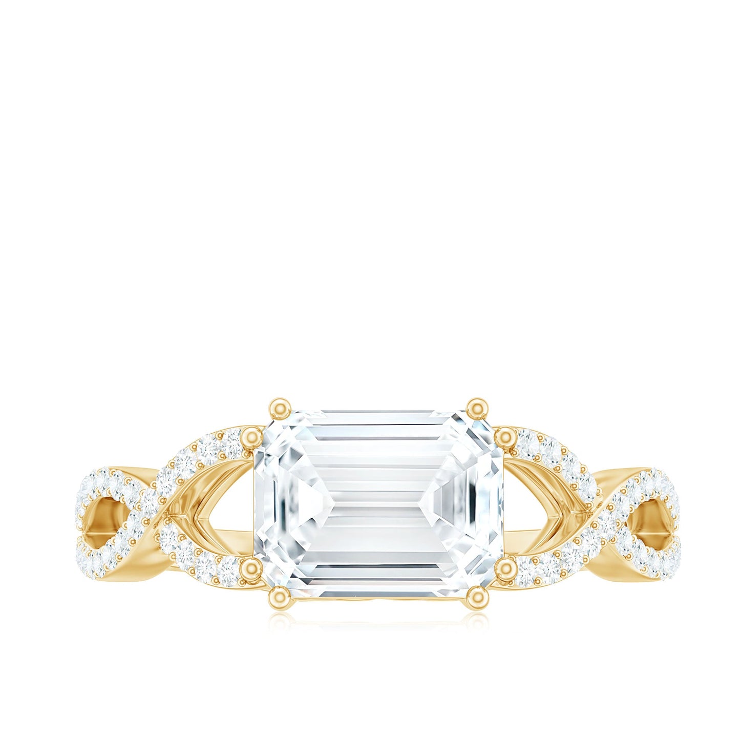 2.75 CT Octagon Cut Zircon East West Engagement Ring