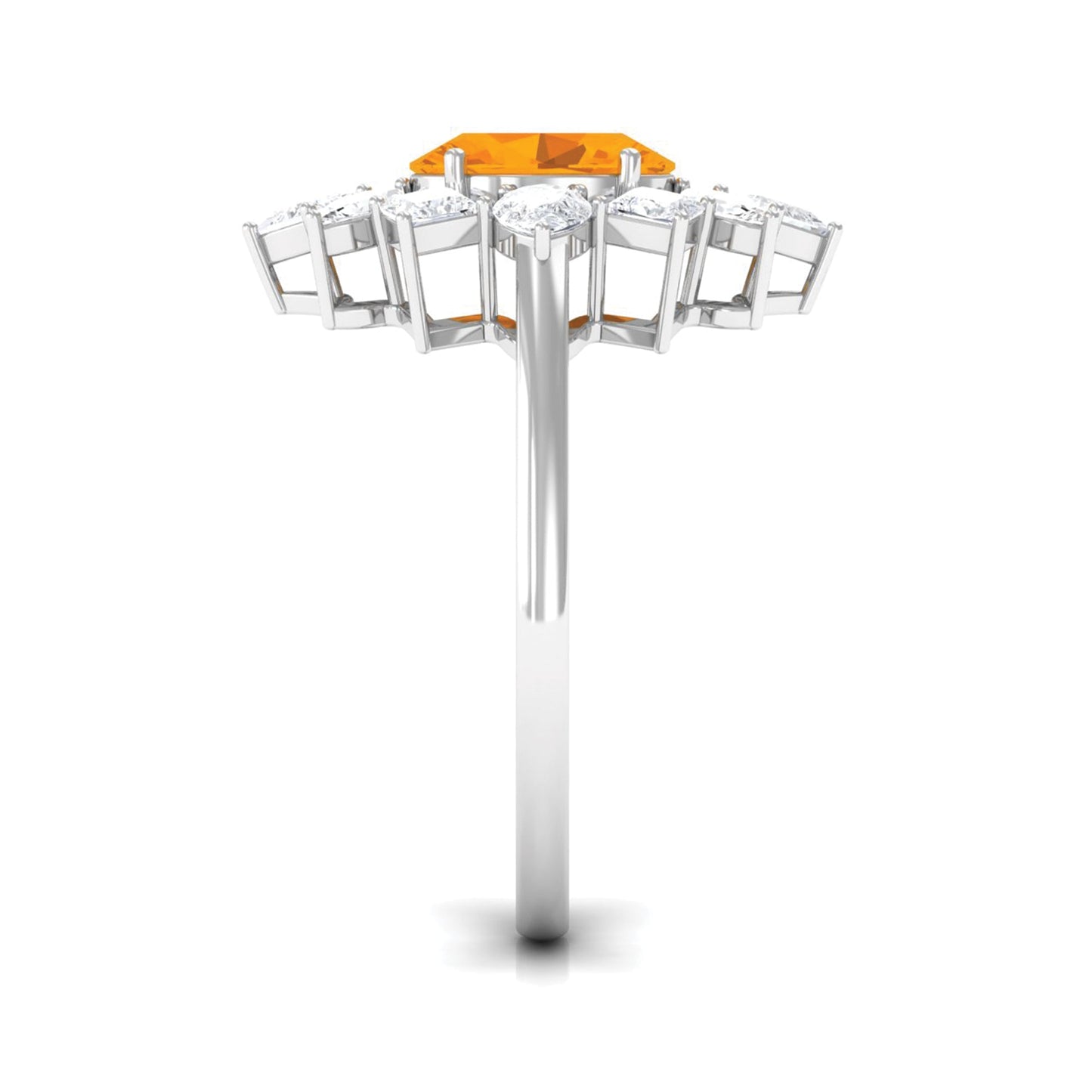 2.25 CT Oval Fire Opal Cocktail Engagement Ring with Moissanite
